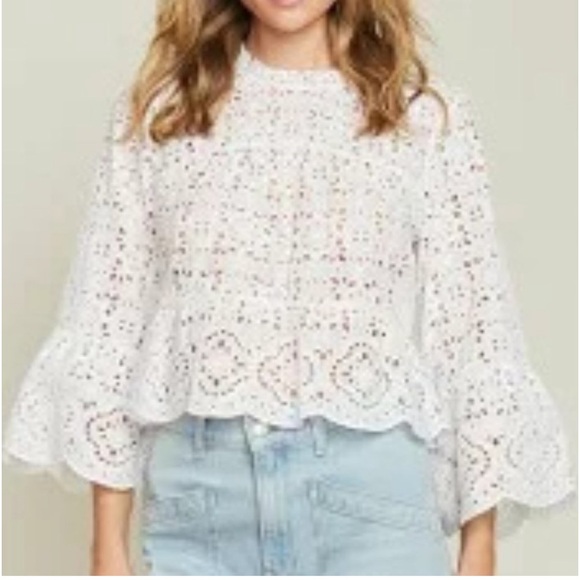 Veronica Beard Emmalyn Eyelet Top in White size 2 - Picture 5 of 16